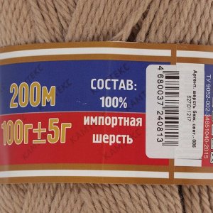 Пряжа "Аргентинская шерсть" 100% импортная п/т шерсть 200м/100гр (006 св. бежев.)