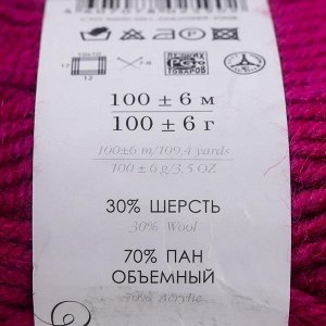 Пряжа "Народная традиция" 30% шерсть 70% акрил 100м/100гр (40-Цикламен)