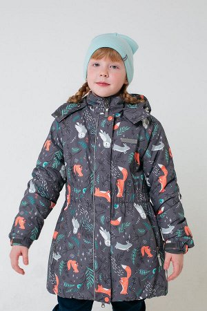 Куртка(Осень-Зима)+girls (темно-серый, лесные животные)