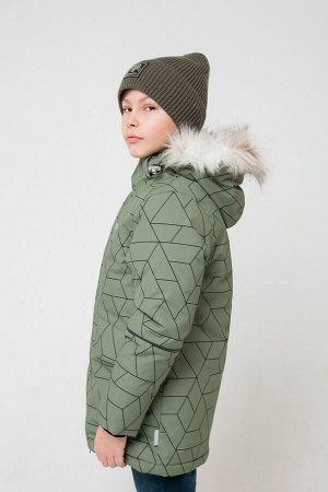 Куртка(Осень-Зима)+boys (хаки, геометрия)
