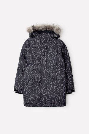 Куртка(Осень-Зима)+boys (черный, серые волны)