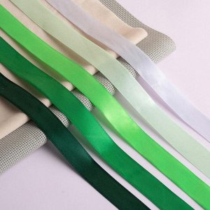 Набор атласных лент, 5 шт, размер 1 ленты: 20 мм * 23 ± 1 м, цвет зелёный спектр