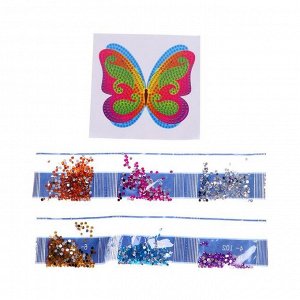 Алмазная вышивка наклейка для детей «Бабочка», 10 х 10 см. Набор для творчества