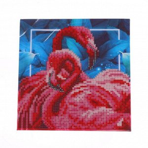 Алмазная мозаика с частичным заполнением «Фламинго» 20х20 см, на подрамнике