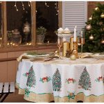 Скатерть &quot;Этель&quot; Golden Christmas  d=150 +/- 3см с ГМВО, 100%хл, саржа 190 гр/м2