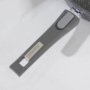 Сковорода «Гранит», d=28 см, съёмная ручка, антипригарное покрытие, съёмная ручка, стеклянная крышка, цвет серый