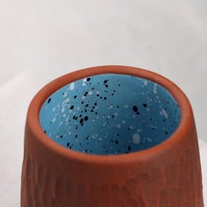 Стакан "Резной", красная глина, синий, с точками, 0.4л