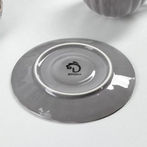 Чайный сервиз фарфоровый Доляна «Вивьен»: 6 чашек 200 мл, 6 блюдец d=15 см, цвет серый