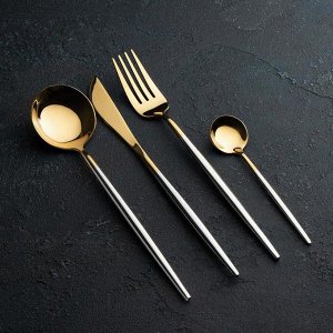 Набор столовых приборов Magistro «Фолк», 4 предмета, цвет металла золотой, серебряный ручки