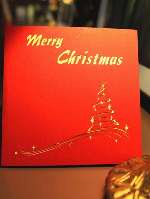 SheIn 1шт Поздравительная открытка Рождественский с текстовым принтом
