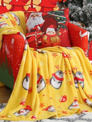 Одеяло рождественский с принтом пингвина
