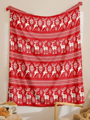 Фланелевое одеяло с узором "рождественский лось"