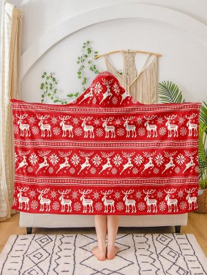 Одеяло с капюшоном в форме рождественского лося, 1шт