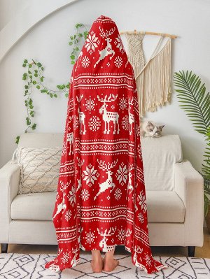 Одеяло с капюшоном в форме рождественского лося, 1шт