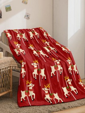 Одеяло с узором "рождественский лось" из флиса