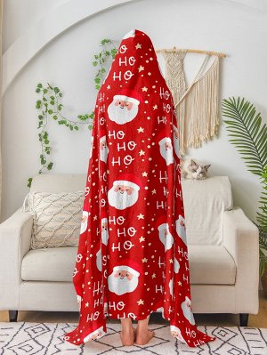 Одеяло с рождественским принтом с капюшоном