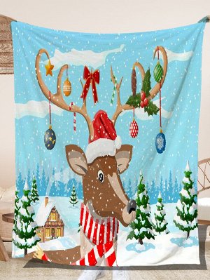 Одеяло с узором "рождественский лось" с рисунком