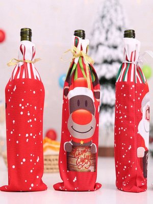 Крышка бутылки вина с рождественским текстовым рисунком 3шт