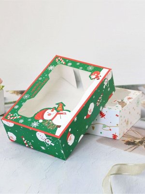 4шт Упаковочная коробка с рождественским принтом случайный
