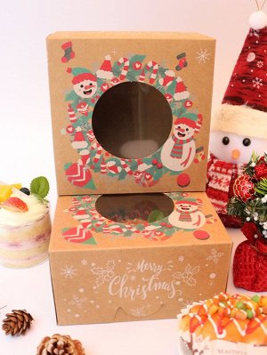 5шт Коробка рождественский снеговик принтом десерт
