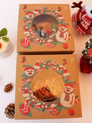 5шт Коробка рождественский снеговик принтом десерт
