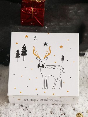 5шт Коробка для конфет с узором "рождественский лось" принтом