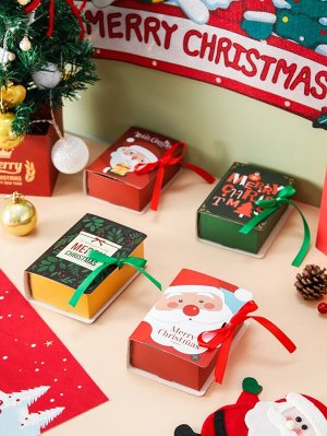 4шт Коробка для конфет рождественский с текстовым принтом случайный