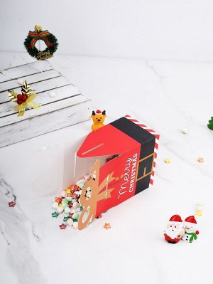 1шт Упаковочная коробка рождественский с текстовым принтом