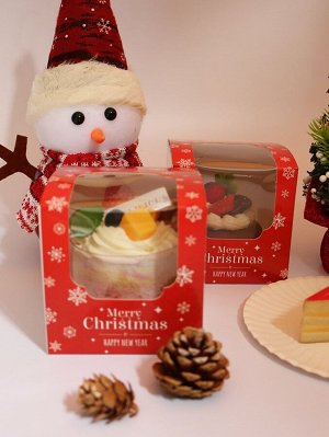 10шт Коробка для упаковки торта с рождественским принтом