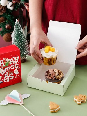 4шт Рождественская коробка десерт с текстовым рисунком
