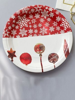 10шт Одноразовая тарелка рождественский снежинка