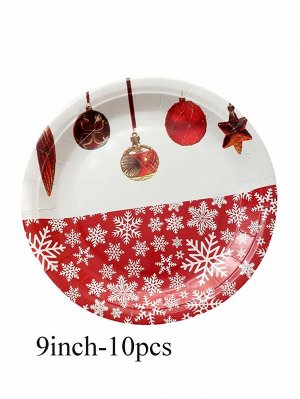 SheIn 10шт Одноразовая тарелка рождественский снежинка