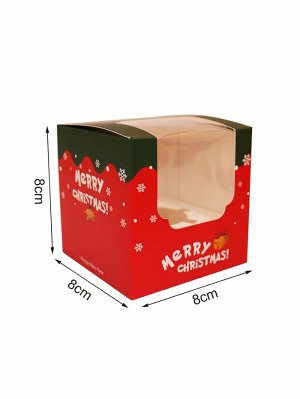 10шт Упаковочная коробка рождественский с принтом снежинки кекс