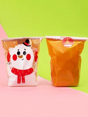 50шт Рождественский упаковочный пакет с узором снеговика без наклейки