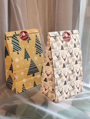 12шт Рождественский упаковочный пакет со случайным узором и наклейка