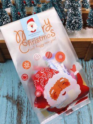 50шт Рождественский упаковочный пакет с принтом деда мороза