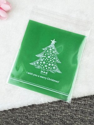 100шт Пакет для печенья с принтом "рождественская елка"