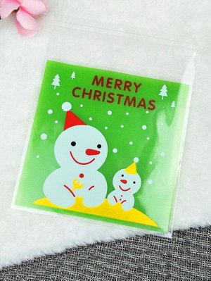 100шт Упаковочный пакет рождественский снеговик принтом