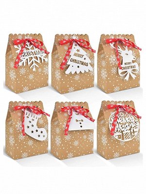 6шт Рождественская коробка для конфет с принтом снежинки