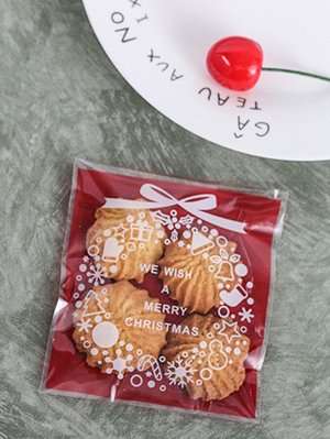 100шт Пакет для печенья с рождественским принтом