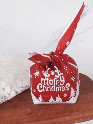50шт Упаковочный пакет рождественский с текстовым принтом