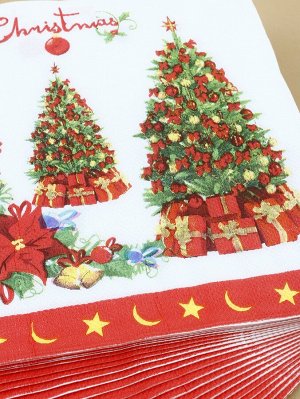 20шт Одноразовая салфетка рождественская елка принтом
