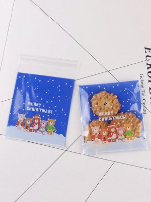100шт Рождественский пакет для печенья с узором медведя