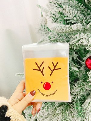 100шт Упаковочный пакет рождественский с принтом оленя