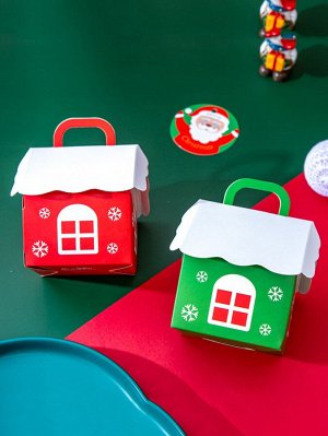 5шт Коробка для конфет рождественский в форме дома случайного цвета