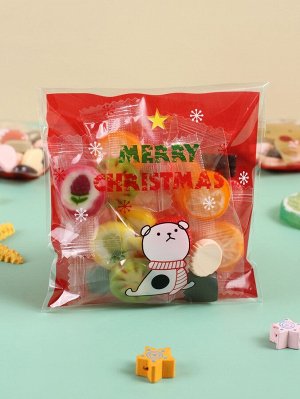100шт Случайнаый пакет для печенья с рождественским принтом