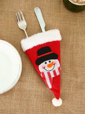 1шт рождественский со снеговиком Вилка & Нож Сумка
