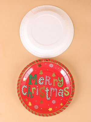 16шт 9-дюймовая рождественская одноразовая тарелка