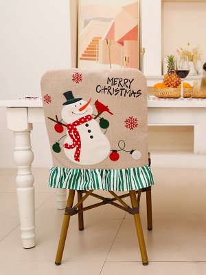 1шт Рождественская крышка для стула с узором снеговика