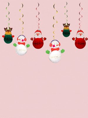 6шт Рождественское спиральное украшение с принтом снеговика